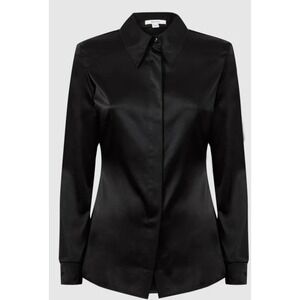 REISS Sofia Silk  Blend Black Long Sleeve Blouse Size 10 Classic